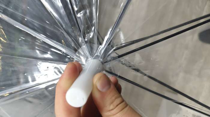 Фотография покупателя товара Зонт - трость полуавтоматический «Однотон», 8 спиц, R=51/58 см, d=102 см, прозрачный - Фото 3