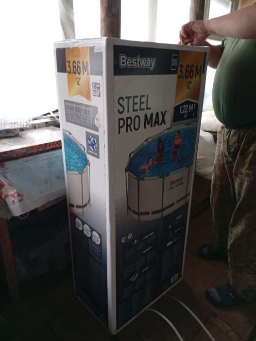 Фотография покупателя товара Бассейн каркасный Bestway Steel Pro MAX 56420, 366×122 см, фильтр-насос, лестница, тент, круглый - Фото 1