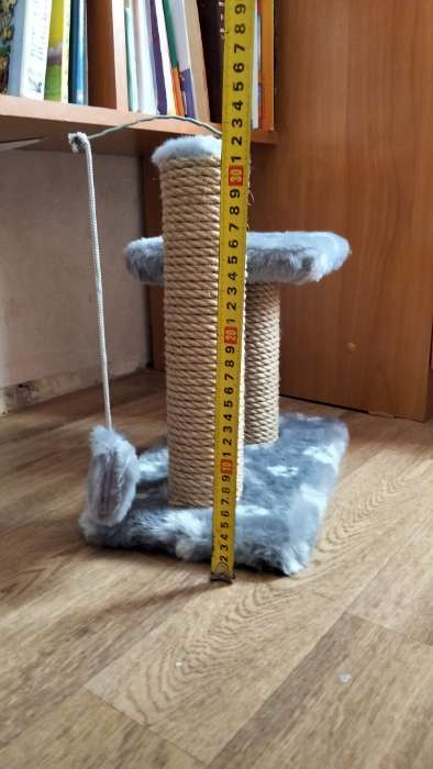 Фотография покупателя товара Когтеточка для котят двойная, 30×20×34 см, джут, серая с лапками - Фото 4