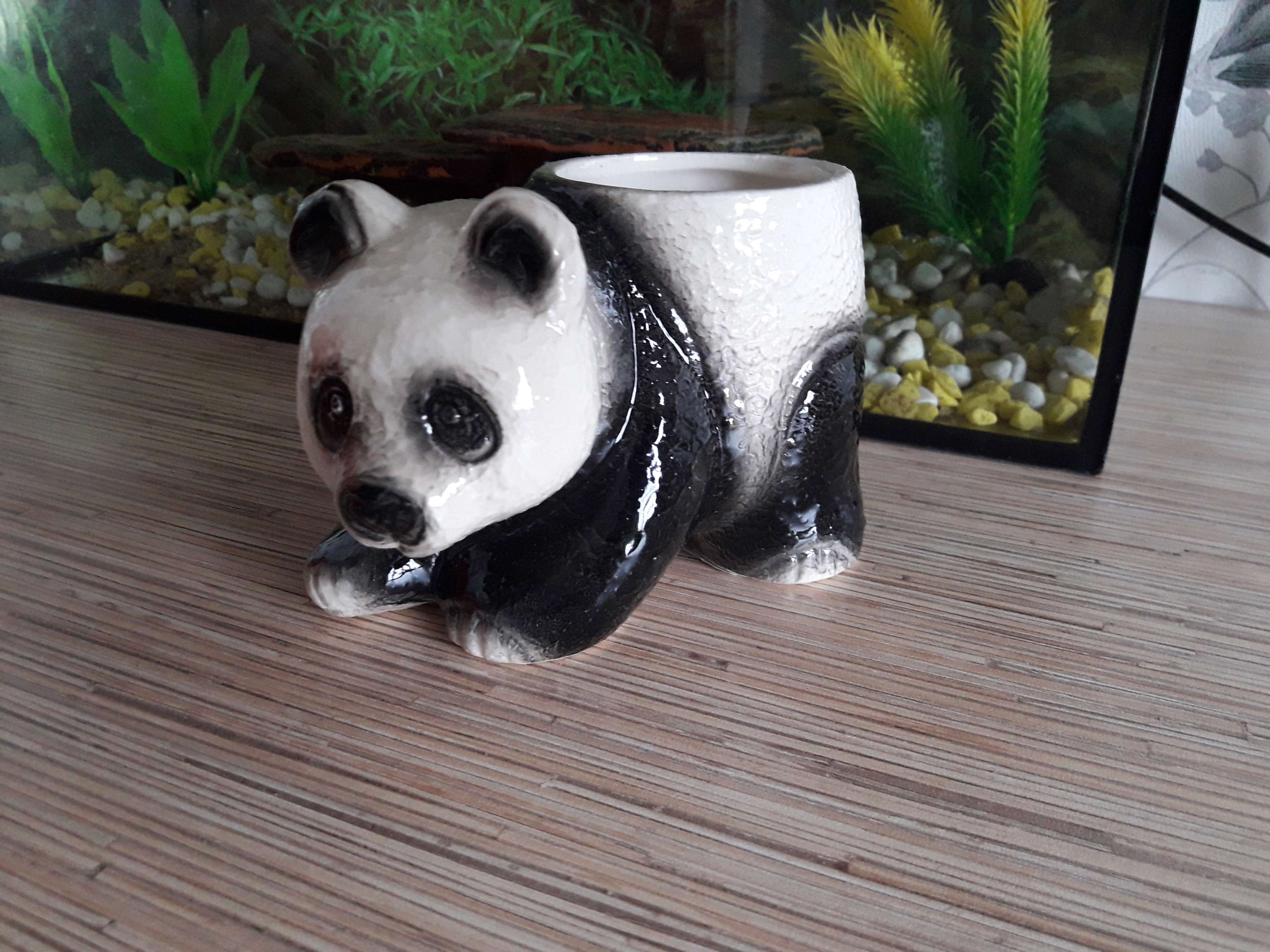 Фотография покупателя товара Фигурное кашпо "Панда", черно-белое, керамика, 0.5 л - Фото 1