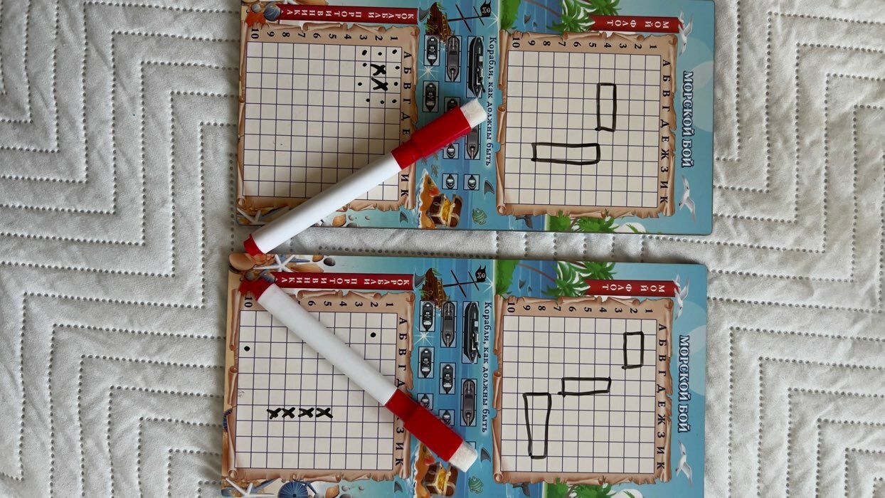 Фотография покупателя товара Настольная игра морской бой "Тихие воды", 2 стираемых маркера, 2 игровых поля