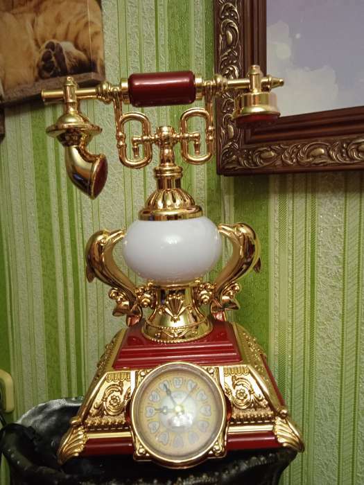 Фотография покупателя товара Часы-светильник "Ретро телефон", с будильником, 28.5 х 18 х 18 см - Фото 3