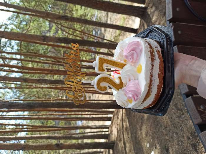 Фотография покупателя товара Свеча для торта "Суперблеск", 10,4 см, цифра "4", золотая блестка - Фото 2