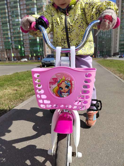 Фотография покупателя товара Корзинка детская на велосипед, цвет розовый - Фото 1