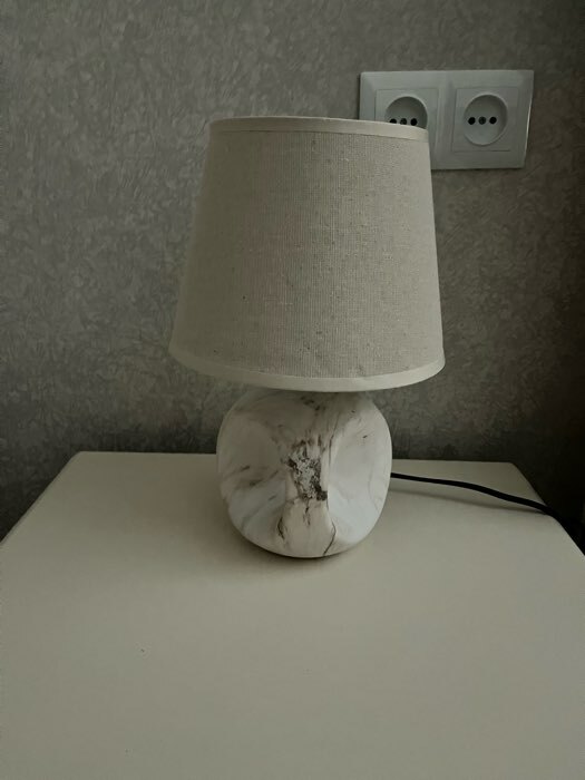 Фотография покупателя товара Лампа настольная «Аделия» 1×40 Вт E14 бежевый 20×20×20.5 см RISALUX - Фото 1