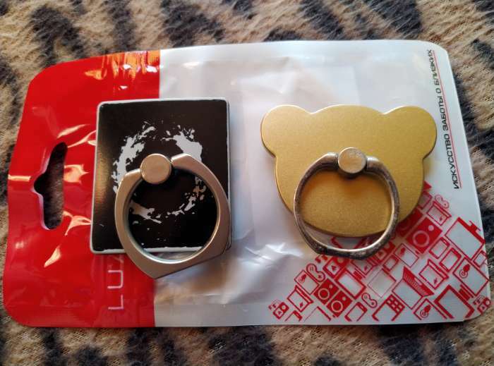 Фотография покупателя товара Держатель-подставка с кольцом для телефона LuazON, в форме "Мишки", цвет золото - Фото 15