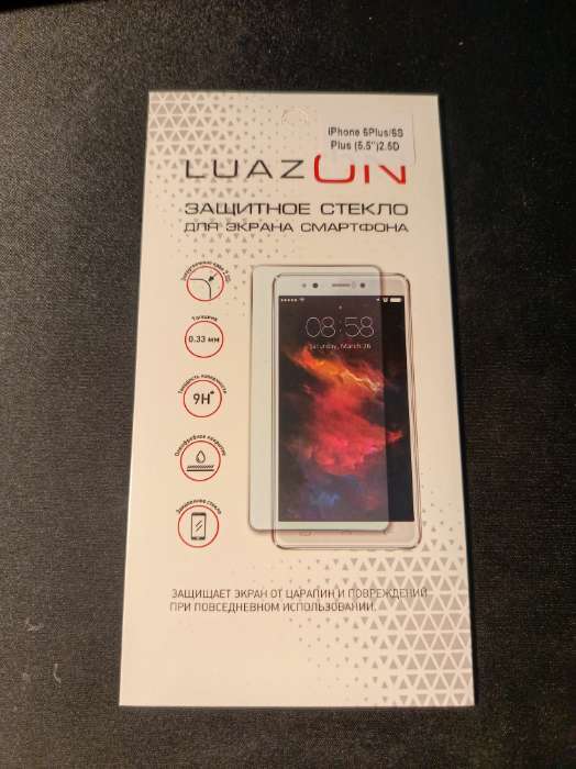 Фотография покупателя товара Защитное стекло 2.5D Luazon для iPhone 6 Plus/6S Plus (5.5"), полный клей - Фото 5