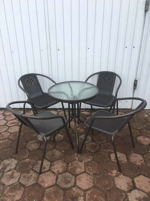 Фотография покупателя товара Набор садовой мебели: стол, 4 стула, коричневый - Фото 2