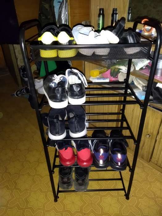 Фотография покупателя товара Подставка для обуви, 5 ярусов, 45×30×95 см, цвет чёрный - Фото 5