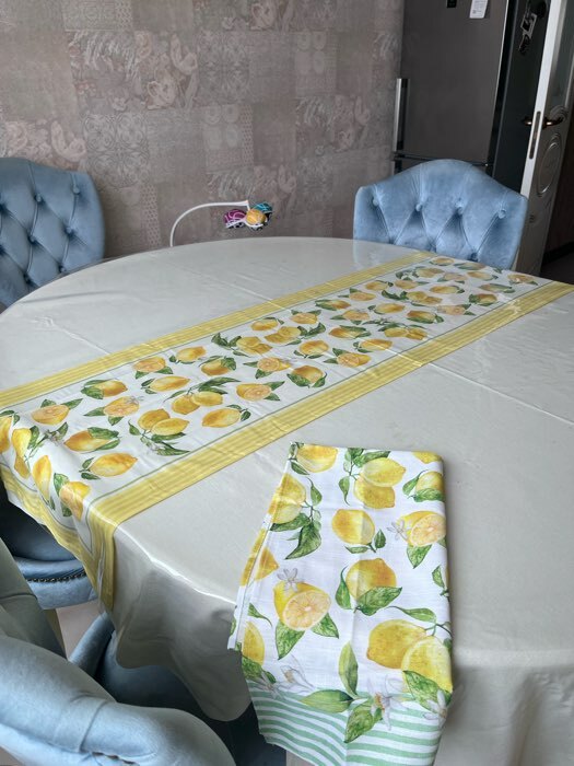 Фотография покупателя товара Дорожка на стол "Лимоны" 40х146 см, 100% хлопок, саржа 190 гр/м2 - Фото 1