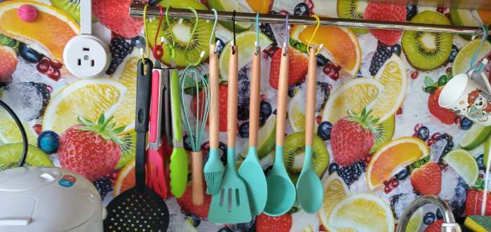 Фотография покупателя товара Набор кухонных принадлежностей Доляна «Лиам», 7 предметов, 33×12,5×12,5 см, цвет бирюзовый