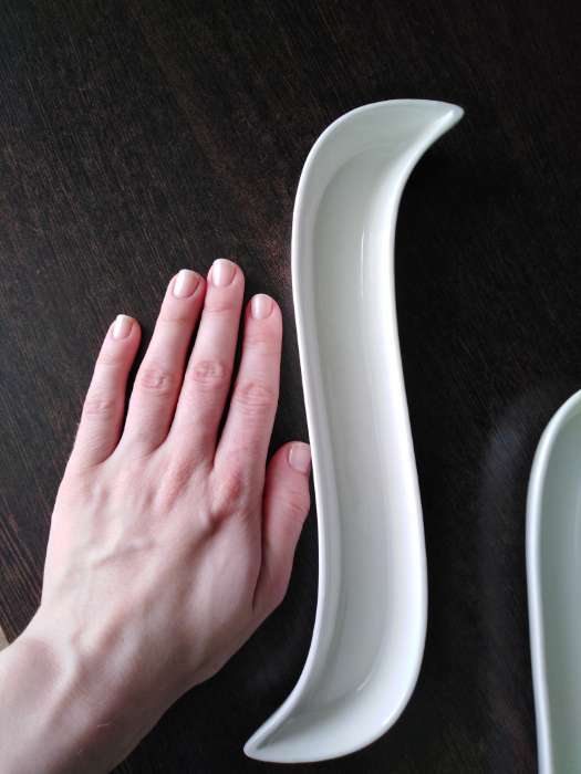 Фотография покупателя товара Блюдо для оливок керамическое «Серпан», 150 мл, 26×9×3 см, цвет белый - Фото 8