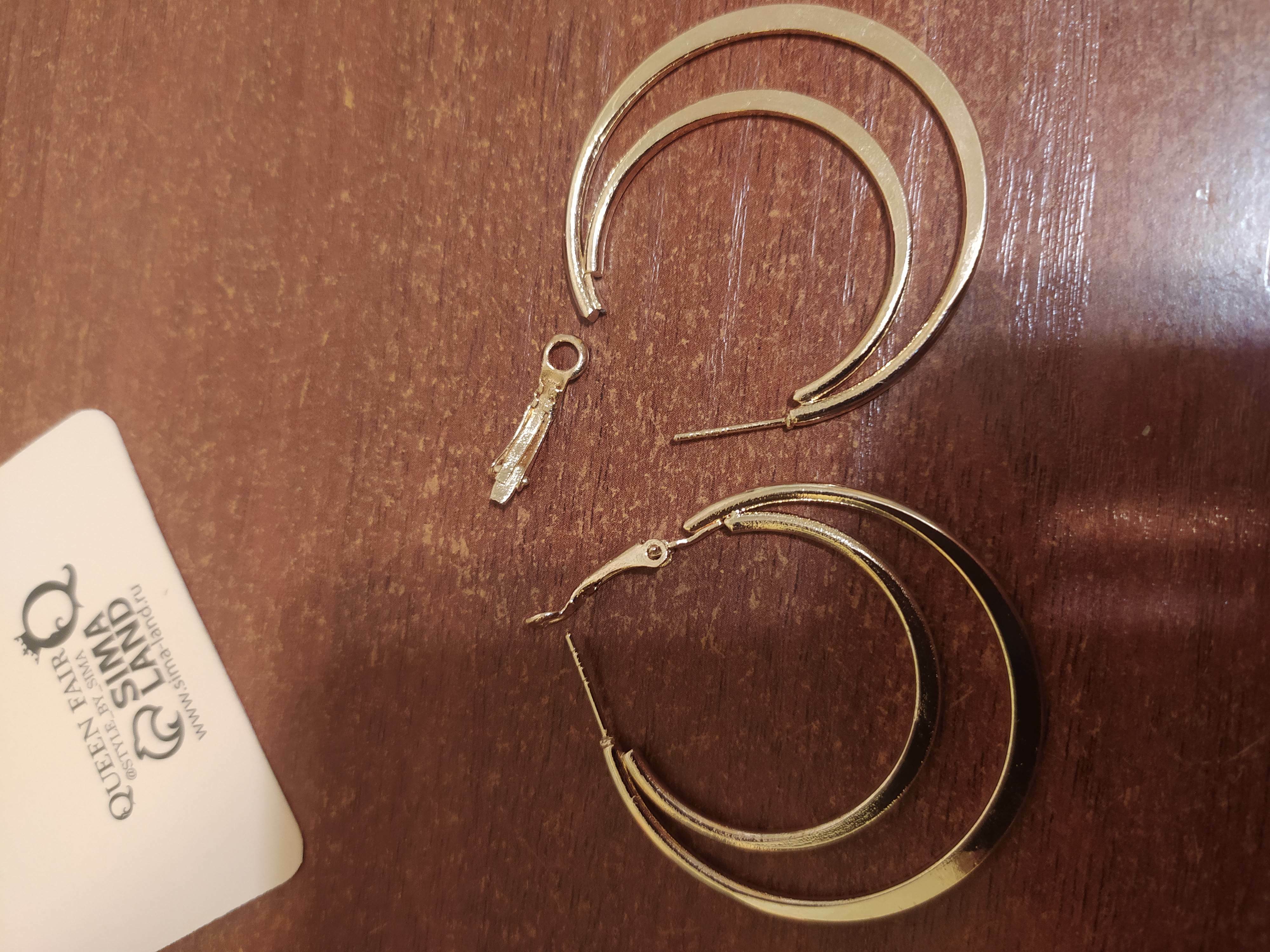 Фотография покупателя товара Серьги-кольца "Карма" двойной круг, цвет золото, d=4 - Фото 1