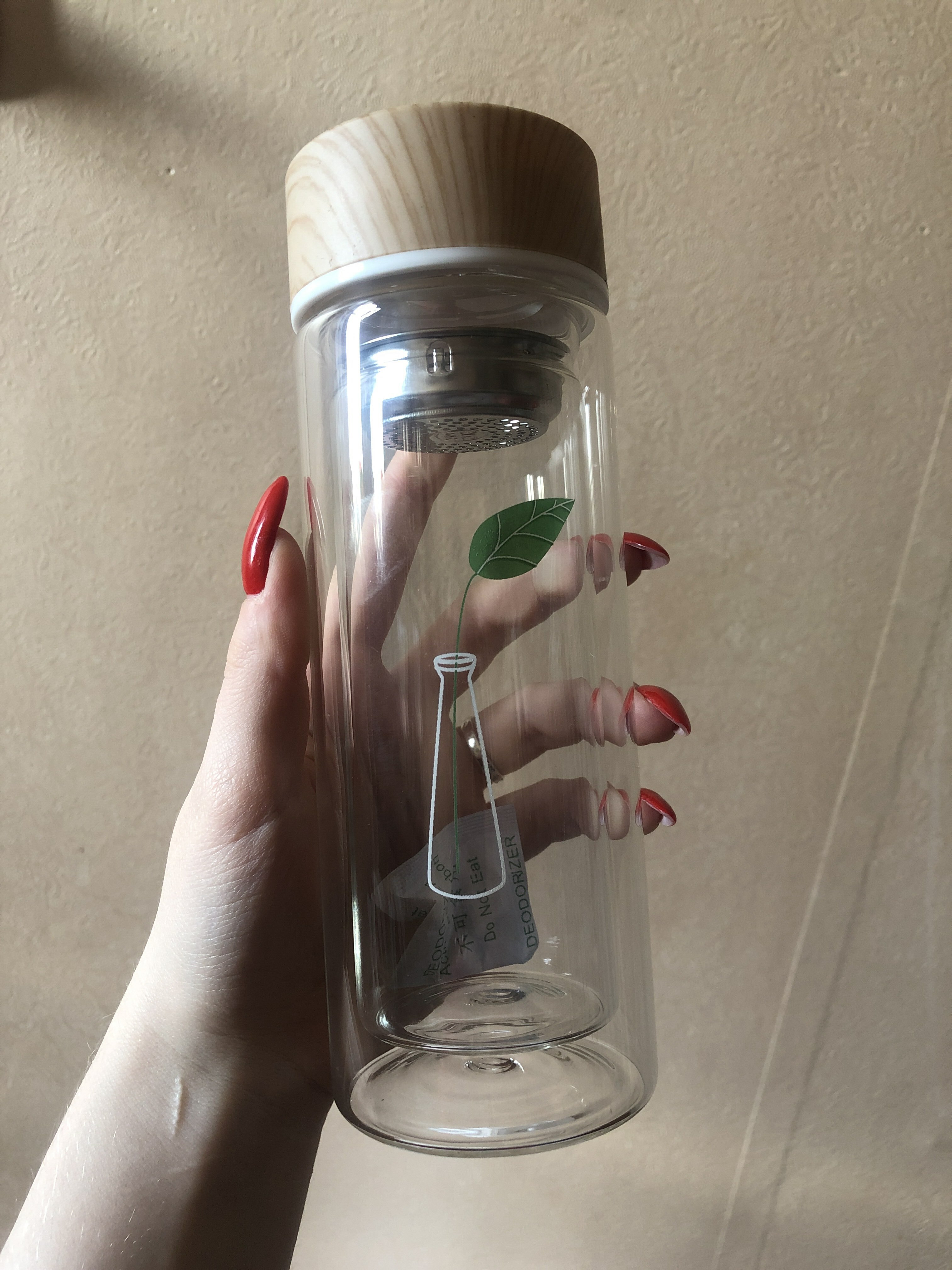 Фотография покупателя товара Бутылка двойное стекло «Воздушность», с ситом, 300 мл, h=18,5 см, рисунок МИКС