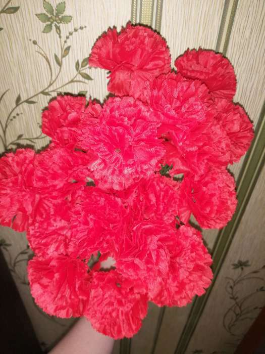 Фотография покупателя товара Цветы искусственные "Гвоздика" 37 см, красный - Фото 7