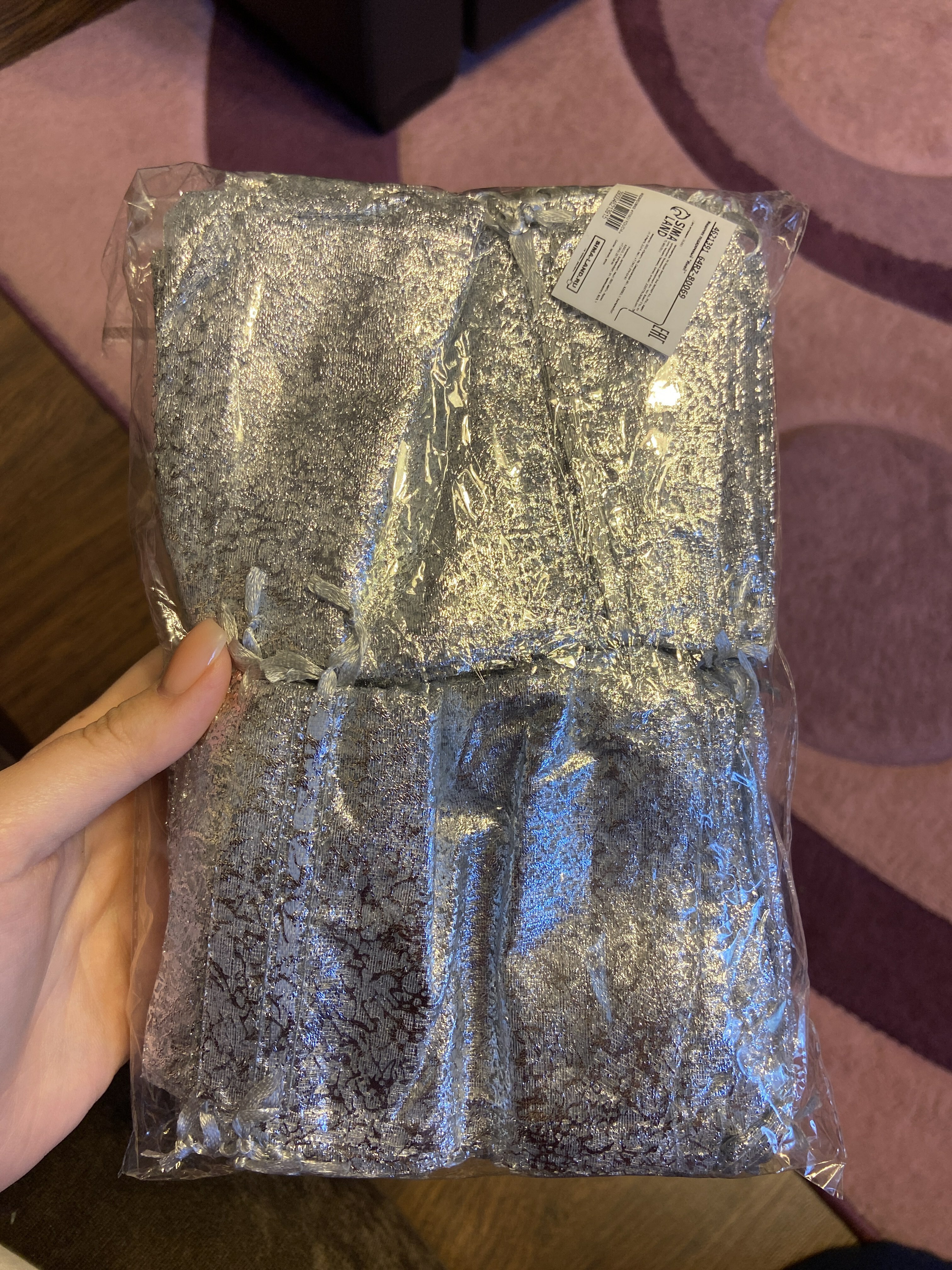 Фотография покупателя товара Мешочек подарочный "Иней", 10x12, цвет серый с серебром