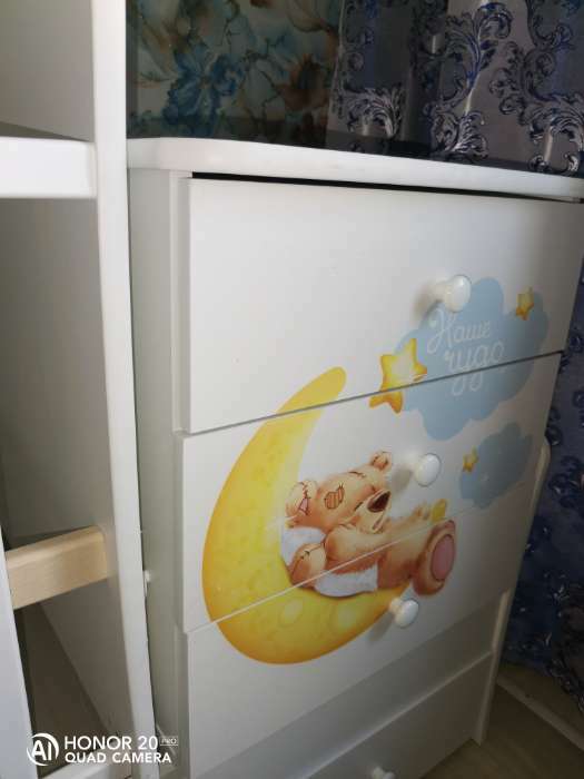 Фотография покупателя товара Детская кровать-трансформер «Мишка» с поперечным маятником, цвет белый - Фото 7