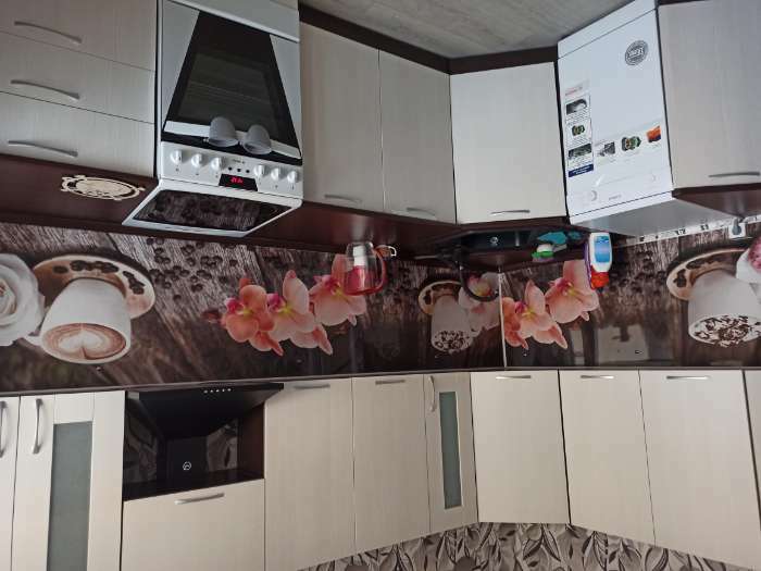 Фотография покупателя товара Фартук кухонный МДФ PANDA Орхидея в кофе, 0197 - Фото 2