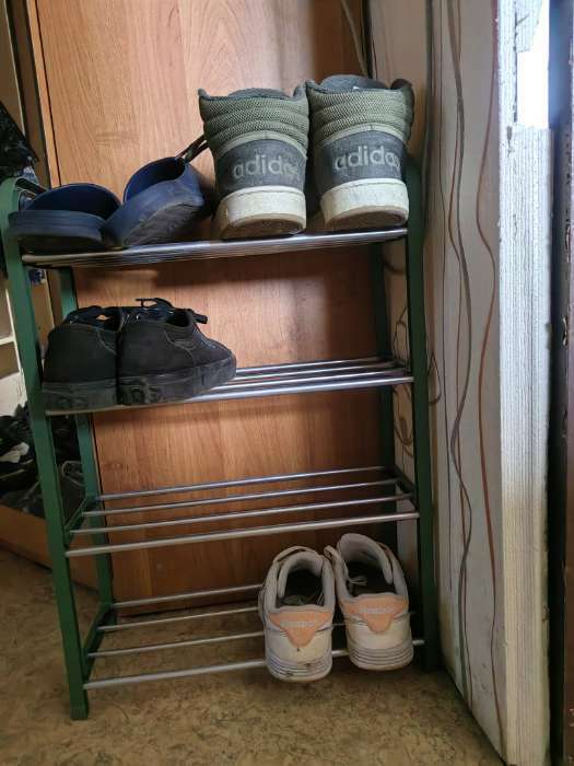 Фотография покупателя товара Обувница Доляна, 4 яруса, 42×19×59 см, цвет зелёный - Фото 8