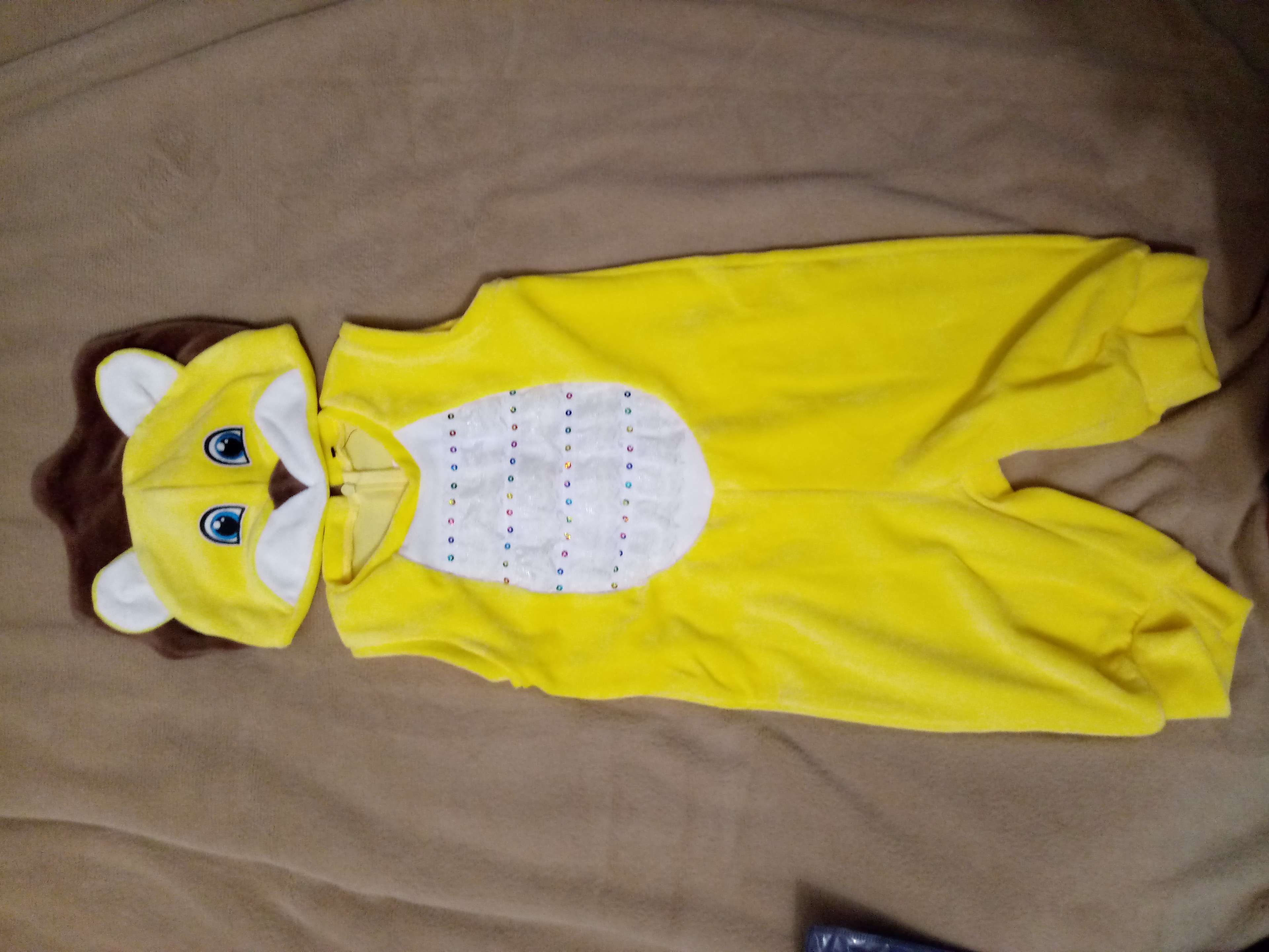Фотография покупателя товара Карнавальный костюм для мальчика "Лев" от 1,5-3-х лет, велюр, 2 предмета: комбинезон, шапка - Фото 2