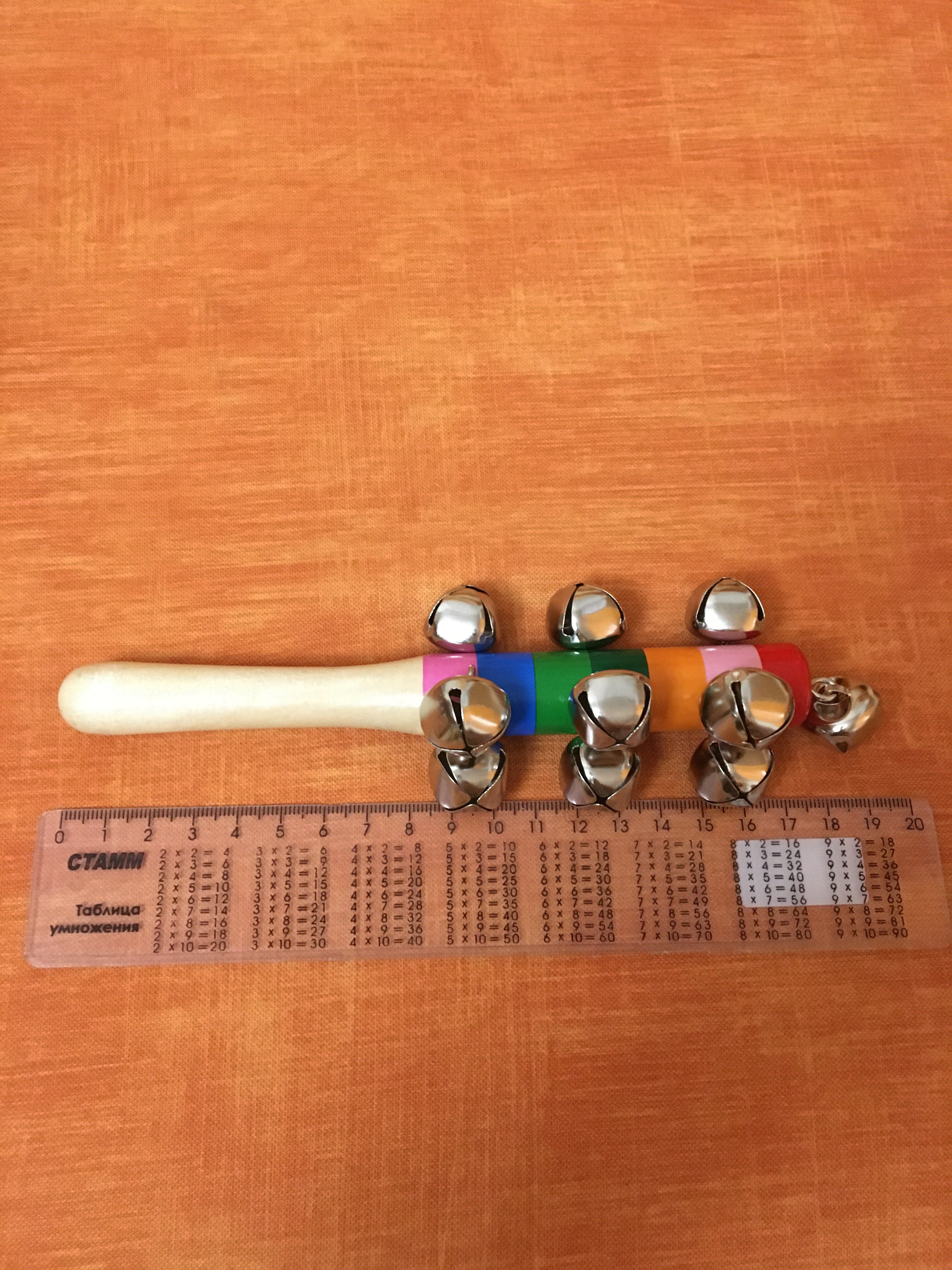 Фотография покупателя товара Деревянная музыкальная игрушка «Бубенцы радуга» 18 см - Фото 4
