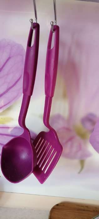 Фотография покупателя товара Набор кухонных принадлежностей Доляна «Радуга», 4 предмета, цвет фиолетовый - Фото 3