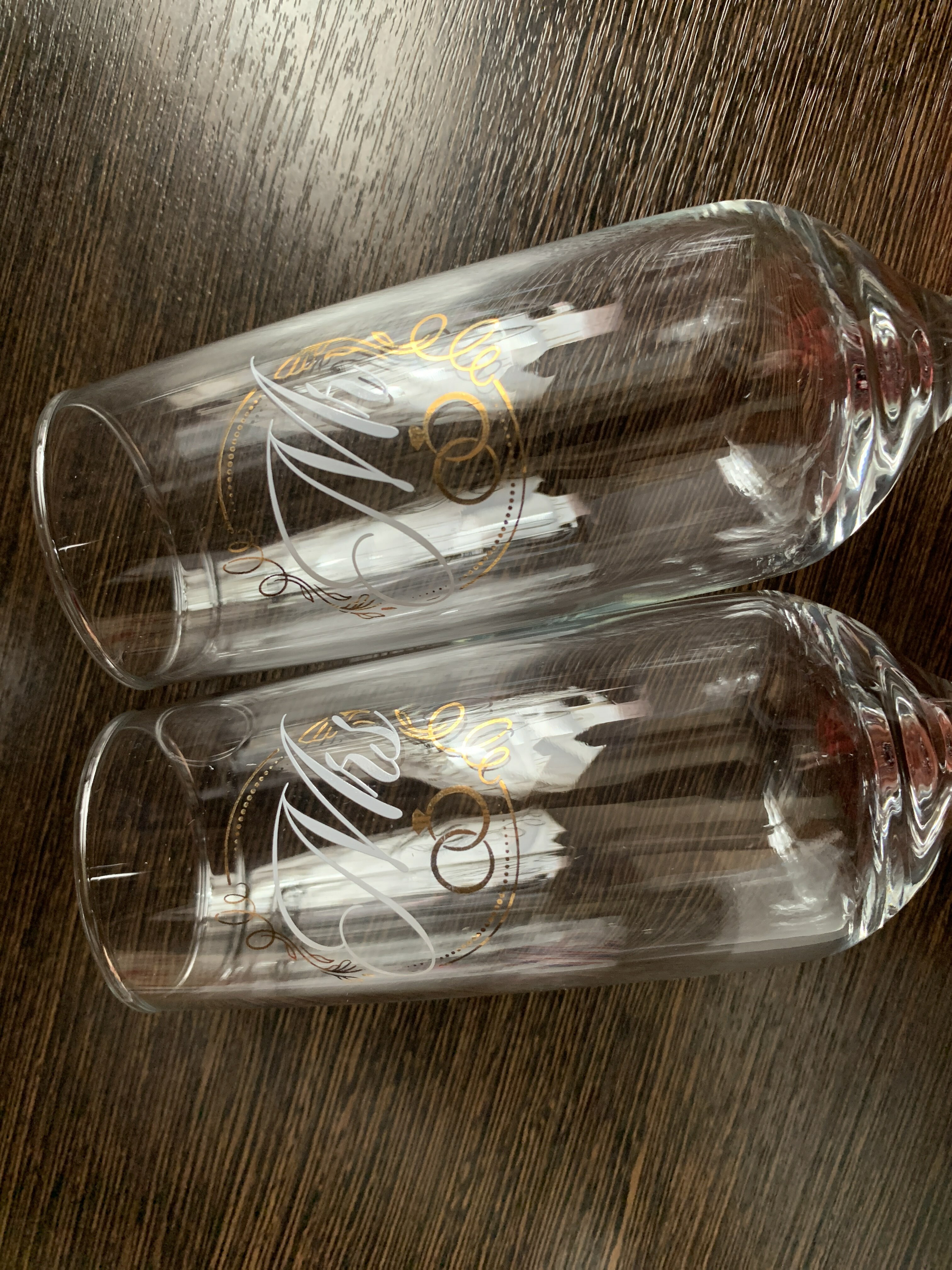 Фотография покупателя товара Набор бокалов для шампанского «Мистер и Мисс», 2 штуки, 200 мл., тип нанесения рисунка: деколь - Фото 4