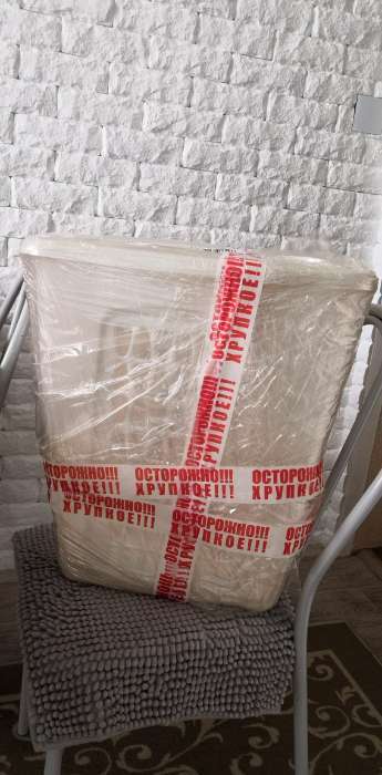Фотография покупателя товара Корзина бельевая с крышкой «Молетта», 45 л, 43×32×48 см, цвет перламутрово-белый