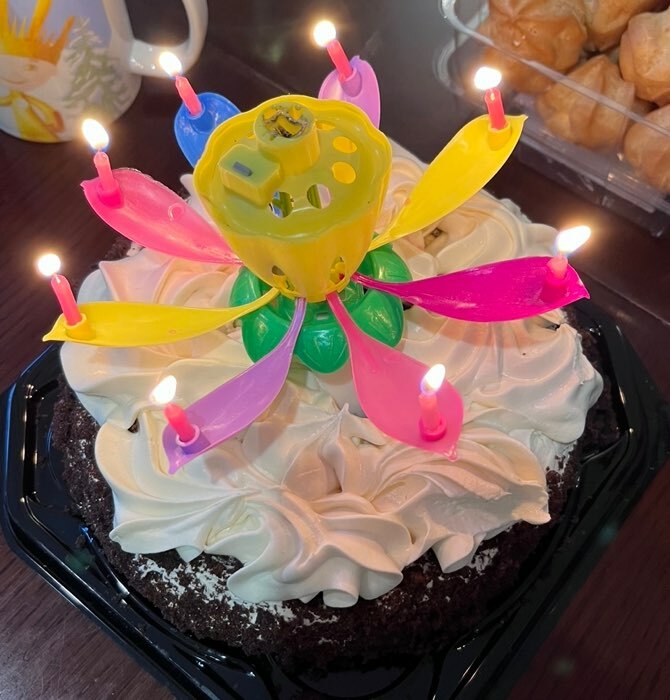 Фотография покупателя товара Свеча цветок в торт музыкальная, разноцветная