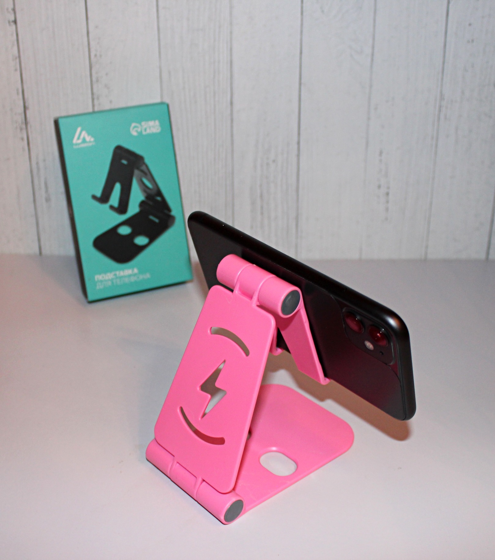 Фотография покупателя товара Подставка для телефона LuazON, регулируемая высота, силиконовые вставки, розовая - Фото 3