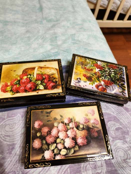 Фотография покупателя товара Шкатулка «Розовые цветы в корзине», 10×14 см, лаковая миниатюра - Фото 1