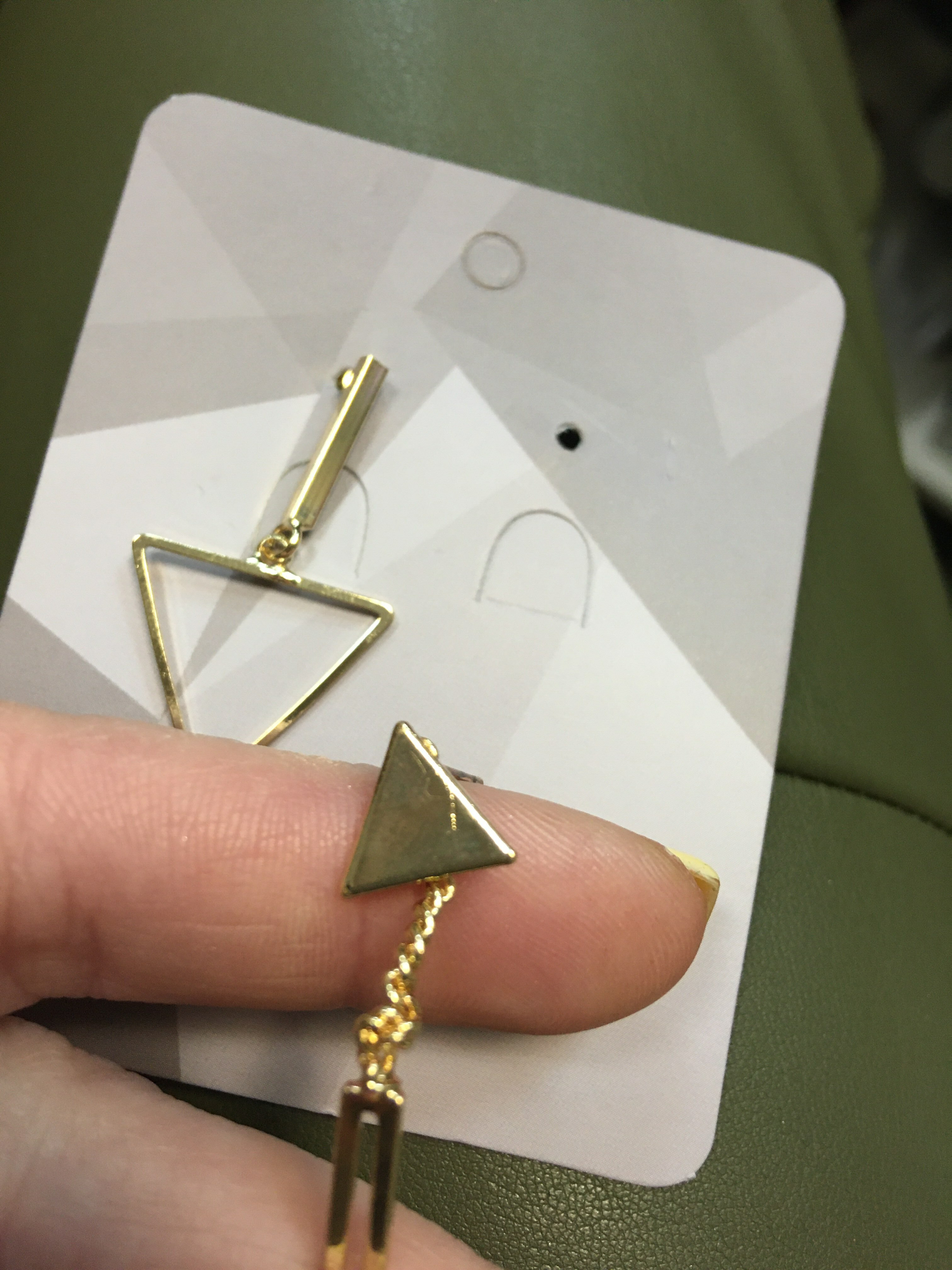 Фотография покупателя товара Серьги висячие «Геометрия» треугольники, цвет золото, 7,5 см - Фото 7