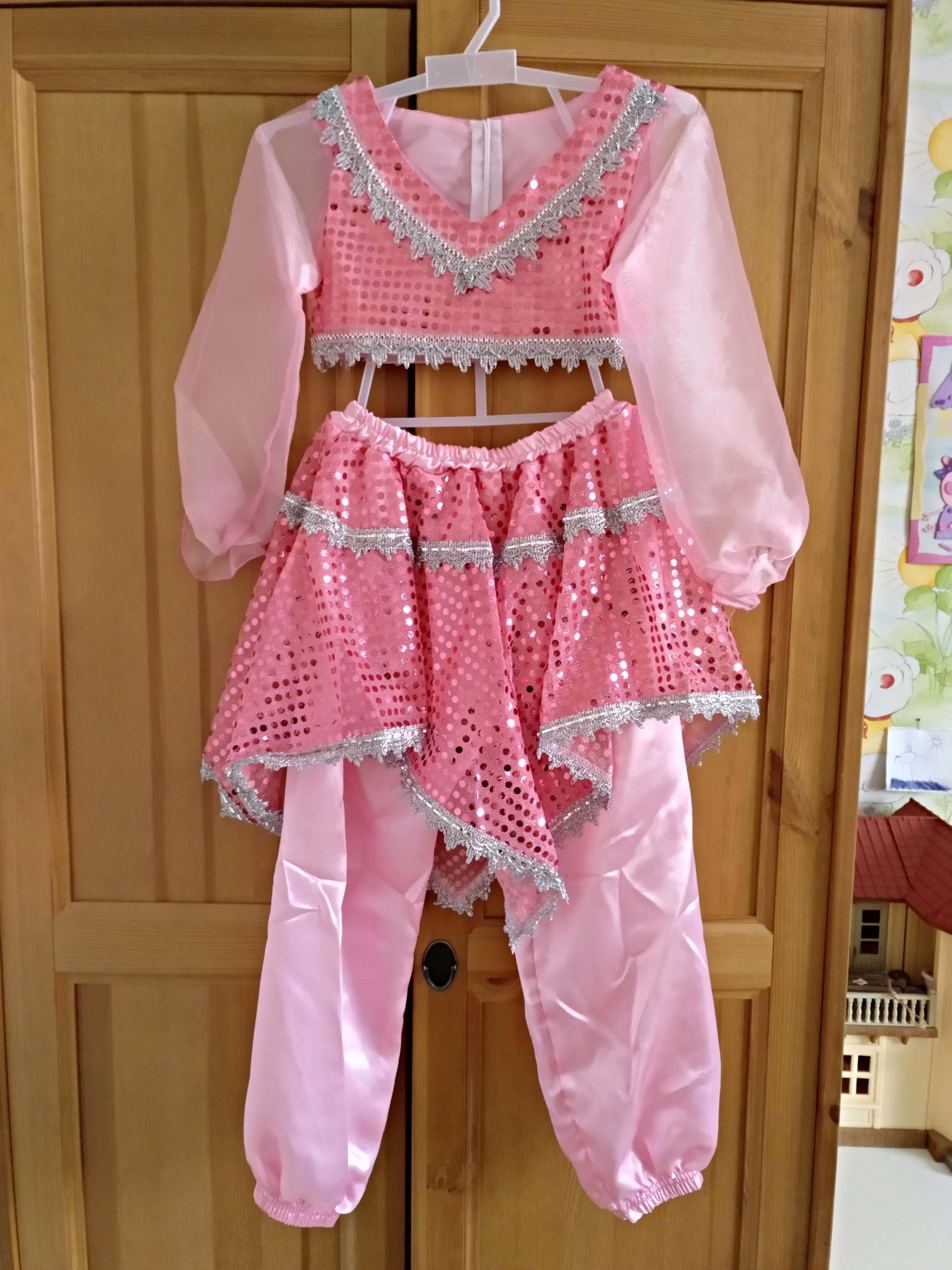Фотография покупателя товара Карнавальный костюм "Ясмин", повязка, топ с рукавами, штаны, цвет розовый, р-р 28, рост 98-104 см - Фото 4