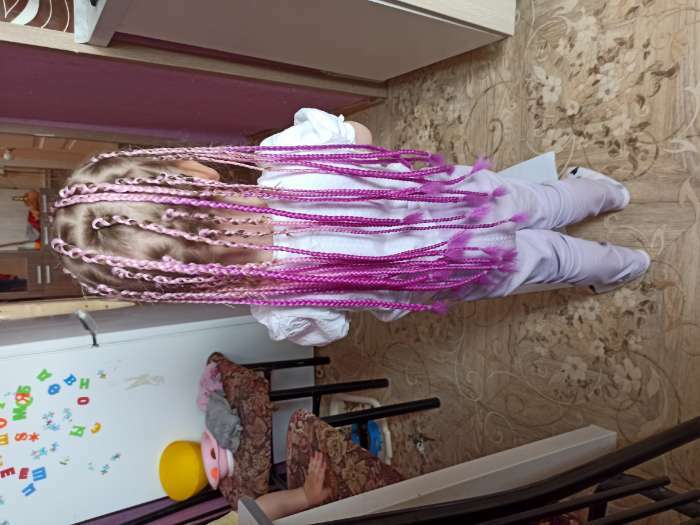 Фотография покупателя товара ZUMBA Канекалон двухцветный, гофрированный, 60 см, 100 гр, цвет светло-фиолетовый/розовый(#BY44) - Фото 18