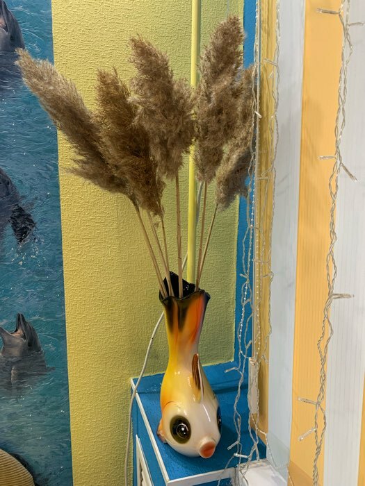 Фотография покупателя товара Ваза керамическая "Золотая рыбка", настольная, жёлтая, 35 см - Фото 5