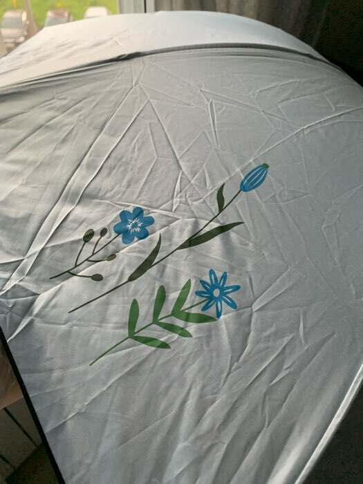 Фотография покупателя товара Зонт механический «Цветы», ветроустойчивый, 4 сложения, 8 спиц, R = 48 см, цвет МИКС