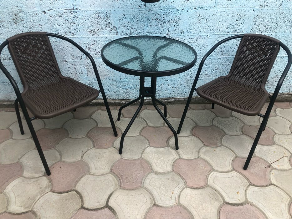 Фотография покупателя товара Набор садовой мебели: стол, 2 стула, черный - Фото 5