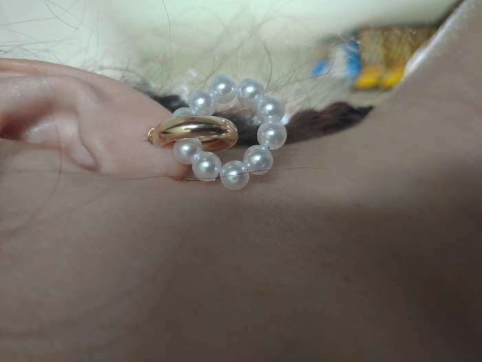 Фотография покупателя товара Серьги со съёмным элементом «Трансформер» два жемчужных кольца, цвет белый в золоте - Фото 1