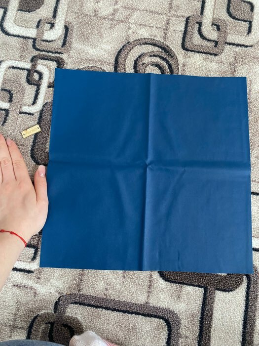 Фотография покупателя товара Ткань для пэчворка «Синий нэви» декоративная кожа, 33 × 33 см - Фото 2
