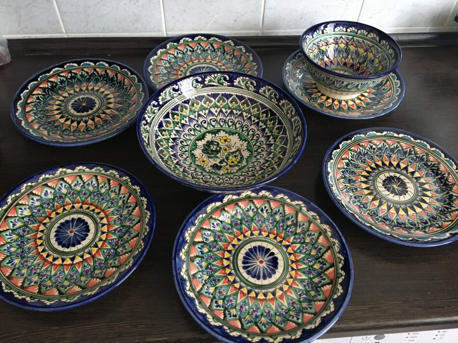Фотография покупателя товара Супница Риштанская Керамика "Цветы", 25 см, синяя - Фото 2