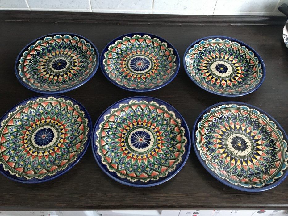 Фотография покупателя товара Тарелка Риштанская Керамика "Цветы",  22 см, синяя микс