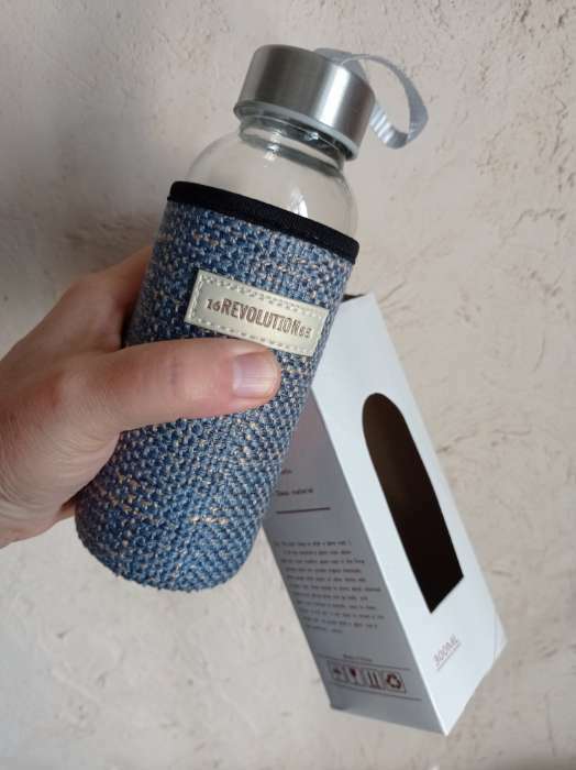 Фотография покупателя товара Бутылка для воды стеклянная в чехле «Кантри», 300 мл, h=16,5 мл, рисунок МИКС - Фото 9