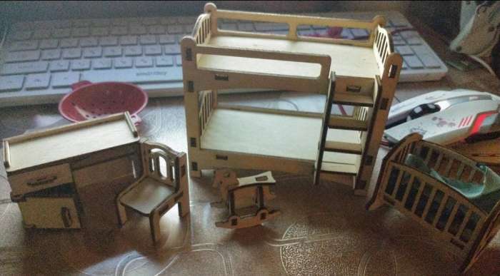 Фотография покупателя товара Набор деревянной мебели для кукол «Детская», 6 предметов, конструктор - Фото 1