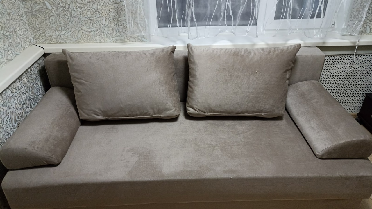 Фотография покупателя товара Прямой диван «Юность 11», механизм еврокнижка, пружинный блок, велюр, цвет бежевый - Фото 7