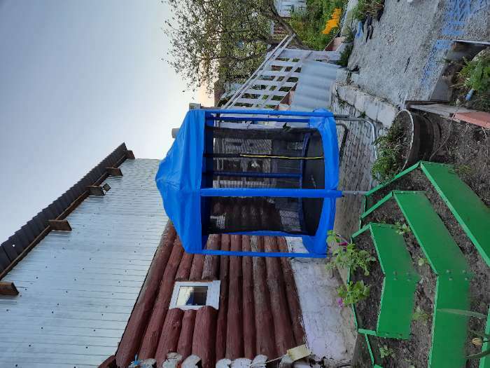 Фотография покупателя товара Батут ZABIAKA, d=183 см, высота сетки 170 см, с крышей, цвет синий