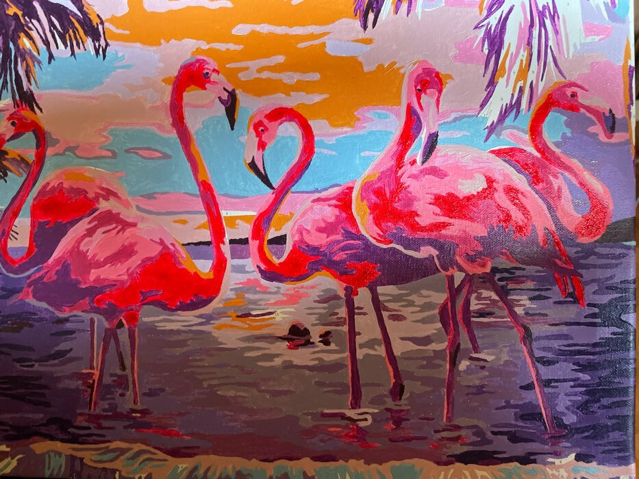 Фотография покупателя товара Картина по номерам на холсте с подрамником «Фламинго на закате», 40х30 см - Фото 1