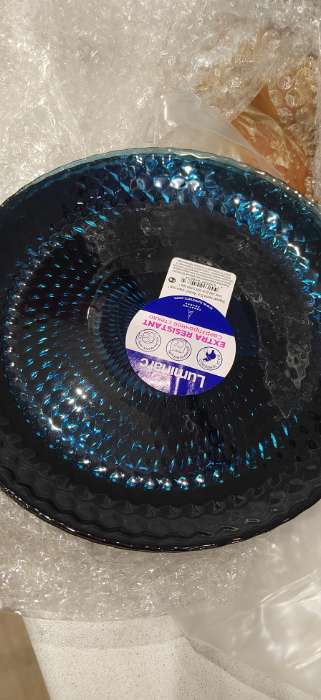 Фотография покупателя товара Тарелка плоская стеклянная «Идиллия», d=25 см, цвет синий - Фото 4