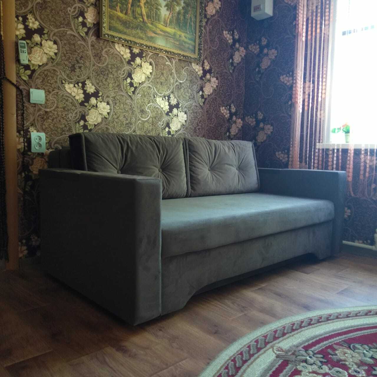 Фотография покупателя товара Прямой диван «Твист 1», механизм еврокнижка, велюр, цвет бежевый - Фото 5