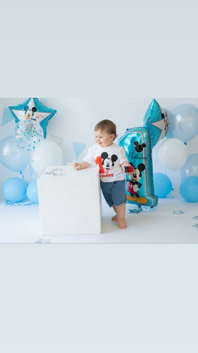 Фотография покупателя товара Букет из шаров фольгированных "Happy Birthday", набор 5 шт, Микки Маус, 4 звезды, единичка - Фото 18