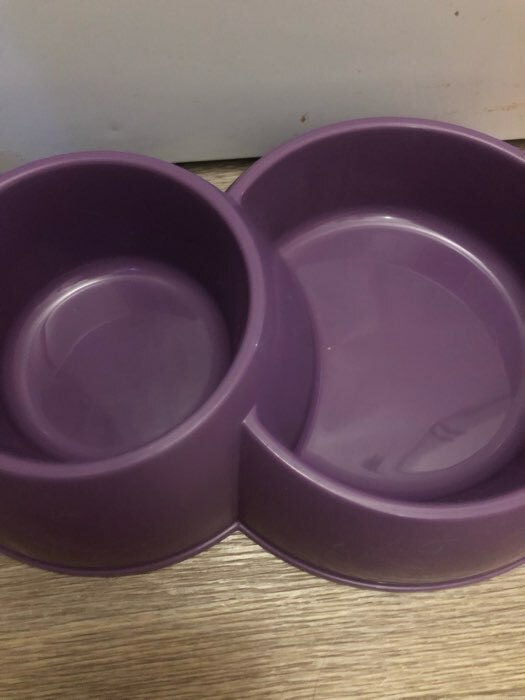 Фотография покупателя товара Миска двойная пластиковая 630 и 430 мл, 29,5 х 20 х 6 см, фиолетовый - Фото 2